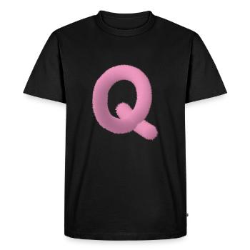 Fluffy Letter Q - Men's Premium Organic T-Shirt - black - Front - Nico (187cm)