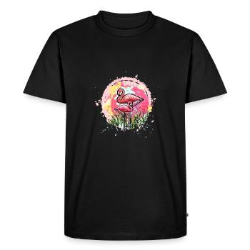 Flamants roses - T-shirt Premium bio Homme - noir - Devant - Nico (187cm)