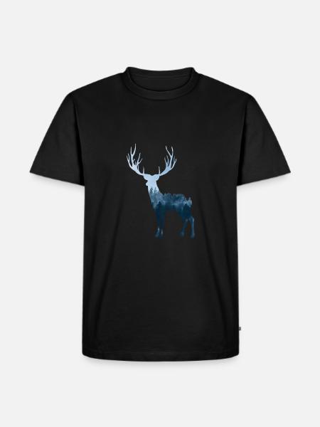 Hirsch Wald - Männer Premium Bio T-Shirt - Schwarz
