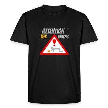 Attention! Beer drinkers - color version - Men's Premium Organic T-Shirt - black - Front - Nico (187cm)