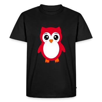Hibou rouge - T-shirt Premium bio Homme - noir - Devant - Nico (187cm)