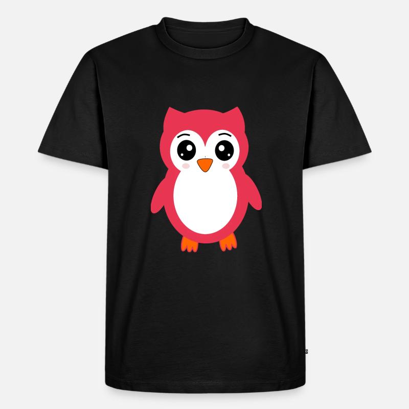 Eule pink rosa rot - Männer Premium Bio T-Shirt - Schwarz