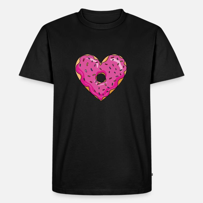 Donut Herz - Männer Premium Bio T-Shirt - Schwarz