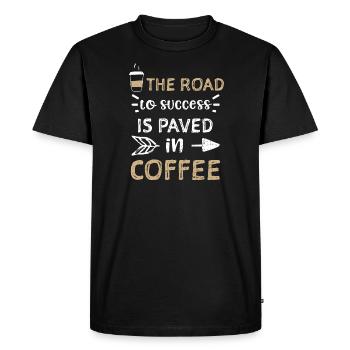 La route du succès est pavée de... - T-shirt Premium bio Homme - noir - Devant - Nico (187cm)