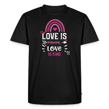 Love is patient, love is kind - Men's Premium Organic T-Shirt - black - Front - Nico (187cm)