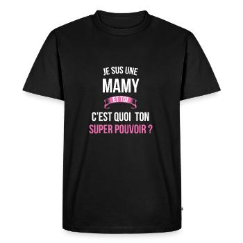 Mamy super pouvoir femme - T-shirt Premium bio Homme - noir - Devant - Nico (187cm)