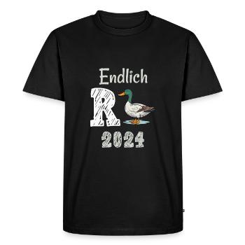 Rente 2024 mit Ente Rentner Ruhestand | R Ente - Männer Premium Bio T-Shirt - Schwarz - Vorne - Nico (187cm)