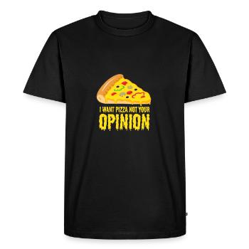 Je veux une pizza - pas votre avis - T-shirt Premium bio Homme - noir - Devant - Nico (187cm)