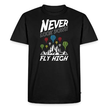 Never Look Down Fly High - Men's Premium Organic T-Shirt - black - Front - Nico (187cm)