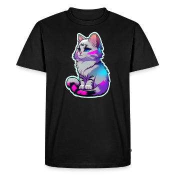 mignon petit chat gris - T-shirt Premium bio Homme - noir - Devant - Nico (187cm)