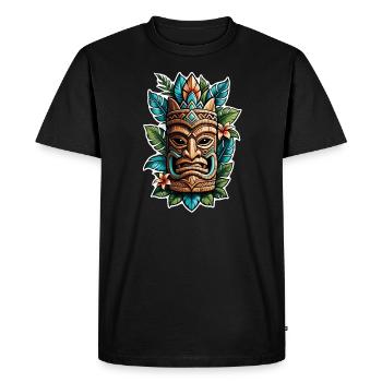 Tiki Beach - Polynesia Statue - Men's Premium Organic T-Shirt - black - Front - Nico (187cm)