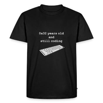 50e anniversaire: 0x32 ans et toujours le codage - T-shirt Premium bio Homme - noir - Devant - Nico (187cm)