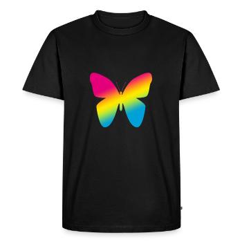 Colorful Butterfly LGBT Logo - Men's Premium Organic T-Shirt - black - Front - Nico (187cm)