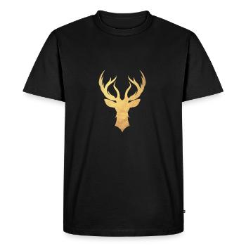 Gold deer - deer antler - Men's Premium Organic T-Shirt - black - Front - Nico (187cm)