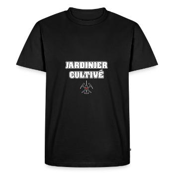JARDINIER CULTIVÉ - JEUX DE MOTS - FRANCOIS VILLE - T-shirt Premium bio Homme - noir - Devant - Nico (187cm)
