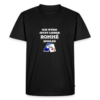 Romme - Rommee - Geschenk - Männer Premium Bio T-Shirt - Schwarz - Vorne - Nico (187cm)