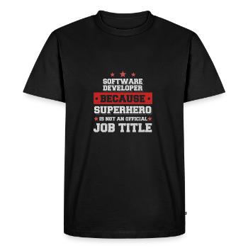 Développeur de logiciels Superhero T-shirt - T-shirt Premium bio Homme - noir - Devant - Nico (187cm)