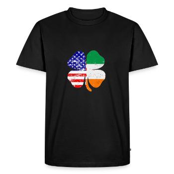 Clover américaine irlandaise Feuille cadeau - T-shirt Premium bio Homme - noir - Devant - Nico (187cm)
