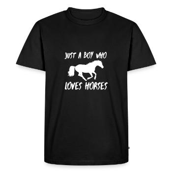 Boy who loves horses horseback riding horses gift idea - Men's Premium Organic T-Shirt - black - Front - Nico (187cm)