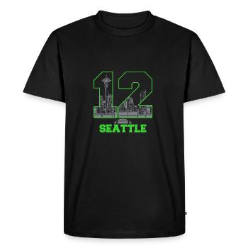 Twelve Seattle 12 Seattle - Männer Premium Bio T-Shirt - Schwarz - Vorne - Nico (187cm)