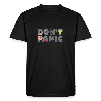 Galaxy Planètes Do not Panic Poison - T-shirt Premium bio Homme - noir - Devant - Nico (187cm)