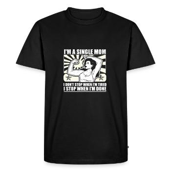 Refroidir forte mère célibataire T-shirt - T-shirt Premium bio Homme - noir - Devant - Nico (187cm)