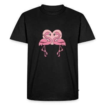 Heart Flamingo in love gift pink exotic - Men's Premium Organic T-Shirt - black - Front - Nico (187cm)