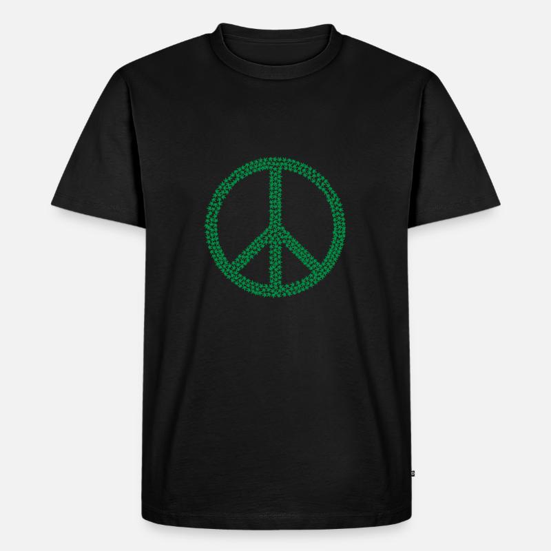 Peace Zeichen Hanfblätter Geschenk Geschenkidee - Männer Premium Bio T-Shirt - Schwarz