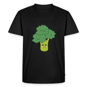 Kawaii Broccoli Vegetables vegan - Men's Premium Organic T-Shirt - black - Front - Nico (187cm)