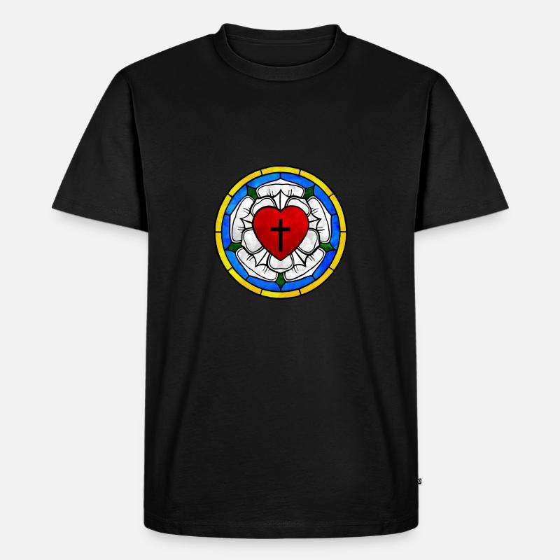 Lutheran Rose - Männer Premium Bio T-Shirt - Schwarz