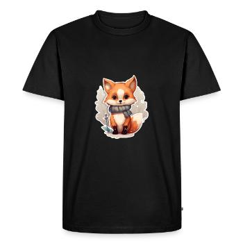 Fox in winter look - Men's Premium Organic T-Shirt - black - Front - Nico (187cm)