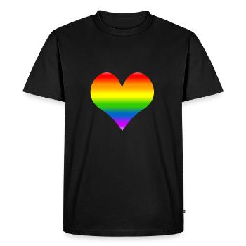 Rainbow heart - Men's Premium Organic T-Shirt - black - Front - Nico (187cm)