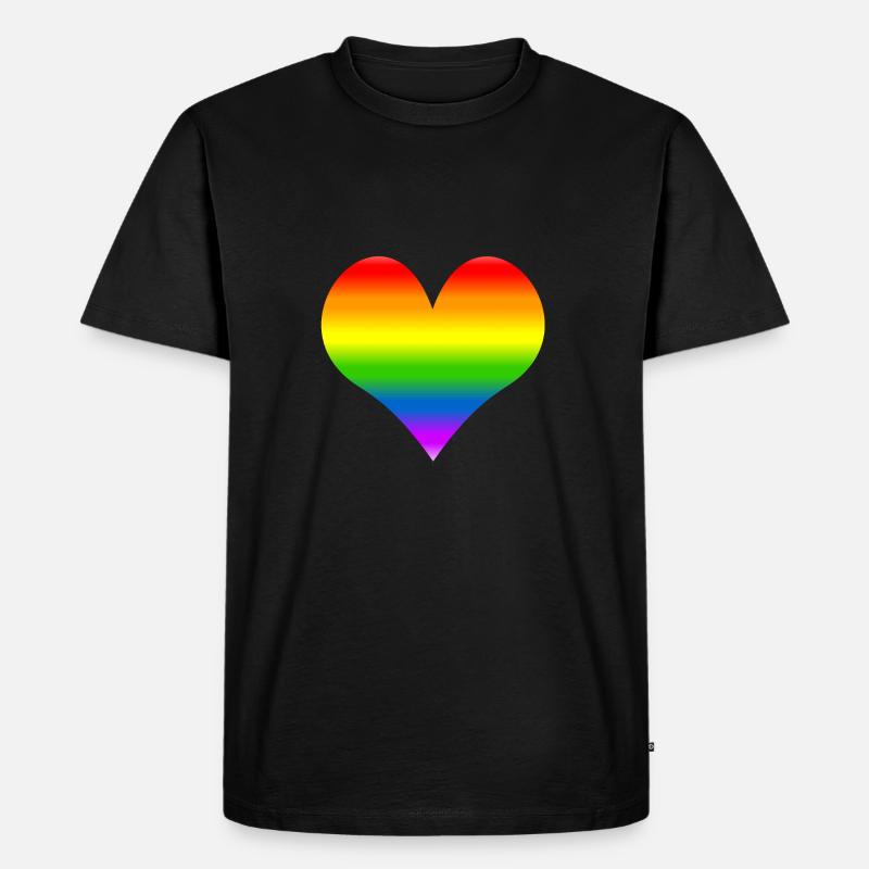 Regenbogenherz - Männer Premium Bio T-Shirt - Schwarz
