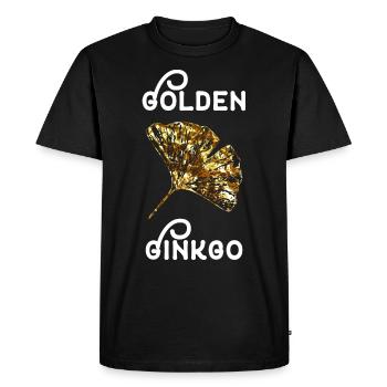 Feuille de ginkgo doré | Idée cadeau Ginkgo Biloba - T-shirt Premium bio Homme - noir - Devant - Nico (187cm)