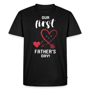 Notre première fête des Pères - T-shirt Premium bio Homme - noir - Devant - Nico (187cm)