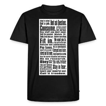 Obéir beaucoup I Say Penseur socio-critique - T-shirt Premium bio Homme - noir - Devant - Nico (187cm)