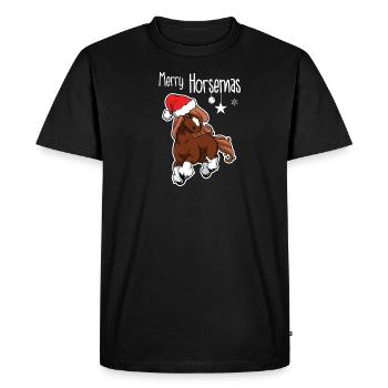 Cheval de joyeux Noël - Amant d'équitation de poney - T-shirt Premium bio Homme - noir - Devant - Nico (187cm)