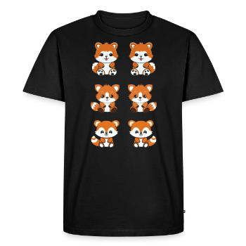 Fox Love Little Red Panda - Men's Premium Organic T-Shirt - black - Front - Nico (187cm)
