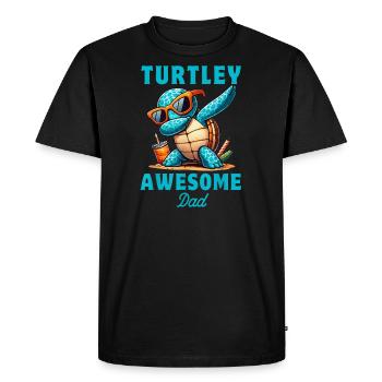 Dabbing Turtle Ocean Animal Lover Dad Father's Day - Men's Premium Organic T-Shirt - black - Front - Nico (187cm)