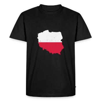 Carte géographique Drapeau Pologne T-Shirt Polska Cadeau - T-shirt Premium bio Homme - noir - Devant - Nico (187cm)