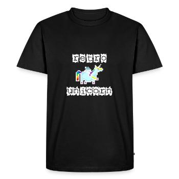 Pixel unicorn retro white font - Men's Premium Organic T-Shirt - black - Front - Nico (187cm)