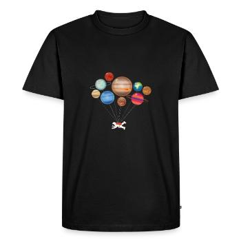 Astronaut in the universe with planets. - Men's Premium Organic T-Shirt - black - Front - Nico (187cm)