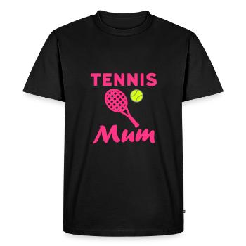 Tennis maman (raquette de tennis, balle de tennis) - T-shirt Premium bio Homme - noir - Devant - Nico (187cm)