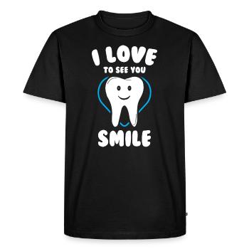 J’aime te voir sourire Dent mignonne - T-shirt Premium bio Homme - noir - Devant - Nico (187cm)