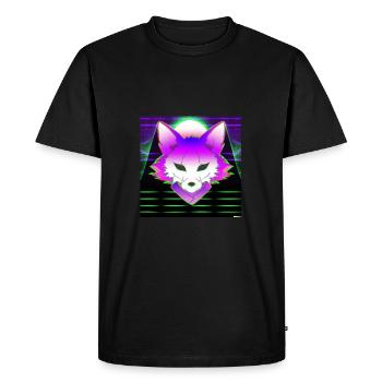 Kitsun Vaporwave Japanese Kami Vaporwave Kitsune - Men's Premium Organic T-Shirt - black - Front - Nico (187cm)
