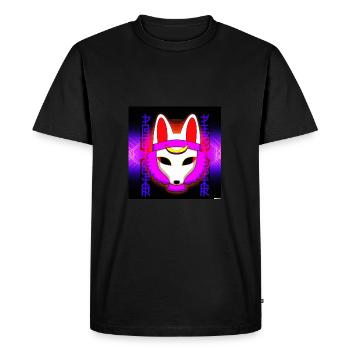 Kitsun Vaporwave Japanese Kami Vaporwave Kitsune - Men's Premium Organic T-Shirt - black - Front - Nico (187cm)