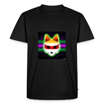 Kitsun Vaporwave Japanese Kami Vaporwave Kitsune - Men's Premium Organic T-Shirt - black - Front - Nico (187cm)