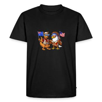 Australian Kangaroo American Bald Eagle - Men's Premium Organic T-Shirt - black - Front - Nico (187cm)