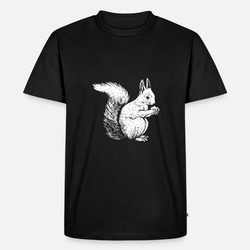 Tier des Waldes Eichhörnchen gezeichnet - Männer Premium Bio T-Shirt - Schwarz