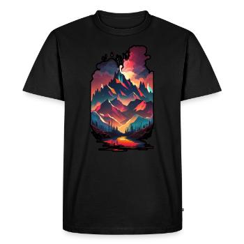 Mountains Minimalism Abstract Forest Animals Retro Trend - Men's Premium Organic T-Shirt - black - Front - Nico (187cm)